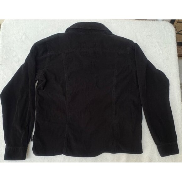 Woolrich Button Front Shirt Micro Corduroy Shirt Princess Seam Black Womens Size - Picture 2 of 8